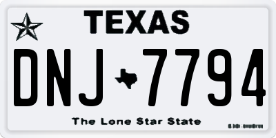 TX license plate DNJ7794
