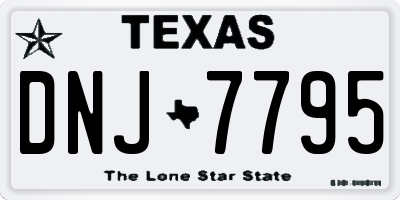 TX license plate DNJ7795