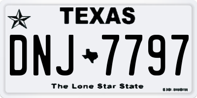 TX license plate DNJ7797