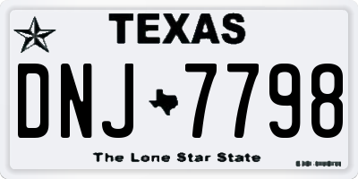 TX license plate DNJ7798