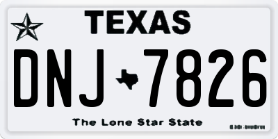 TX license plate DNJ7826