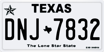 TX license plate DNJ7832