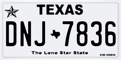 TX license plate DNJ7836