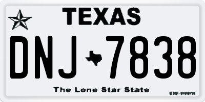 TX license plate DNJ7838