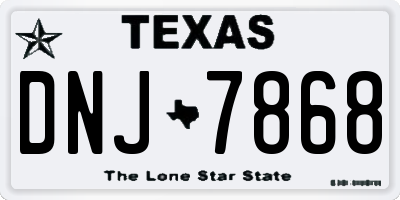 TX license plate DNJ7868