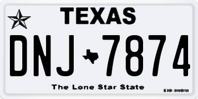 TX license plate DNJ7874
