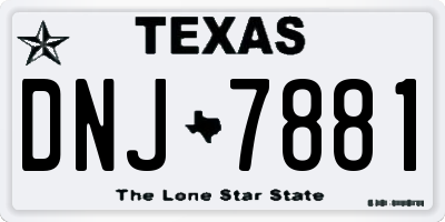 TX license plate DNJ7881