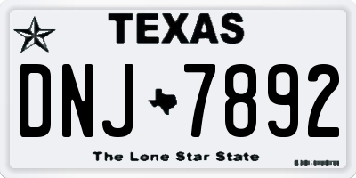 TX license plate DNJ7892