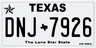TX license plate DNJ7926