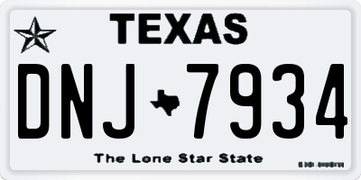 TX license plate DNJ7934