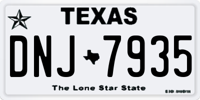 TX license plate DNJ7935