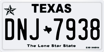 TX license plate DNJ7938