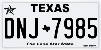 TX license plate DNJ7985