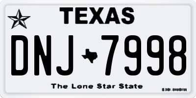 TX license plate DNJ7998