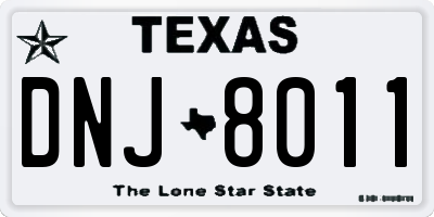 TX license plate DNJ8011