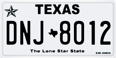 TX license plate DNJ8012