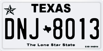 TX license plate DNJ8013