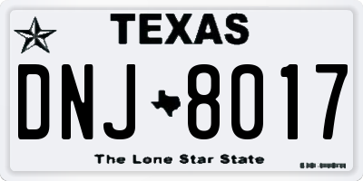 TX license plate DNJ8017