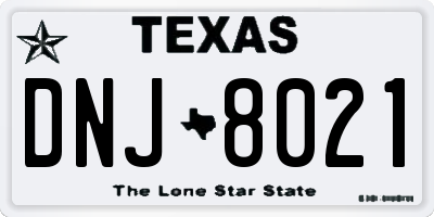 TX license plate DNJ8021