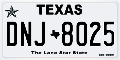 TX license plate DNJ8025