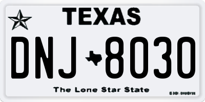 TX license plate DNJ8030