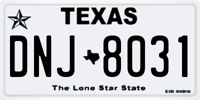 TX license plate DNJ8031