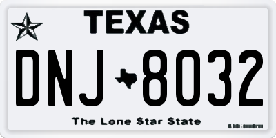 TX license plate DNJ8032