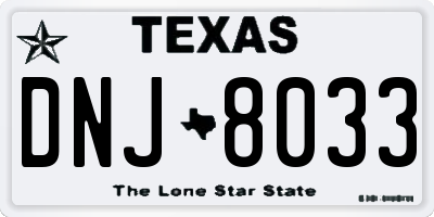 TX license plate DNJ8033