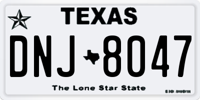 TX license plate DNJ8047