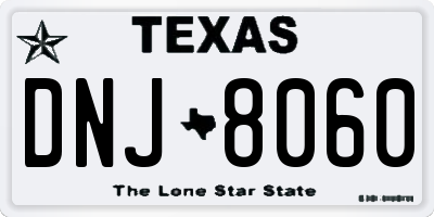 TX license plate DNJ8060