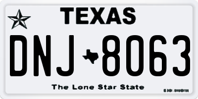 TX license plate DNJ8063