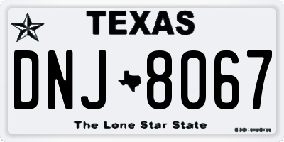 TX license plate DNJ8067