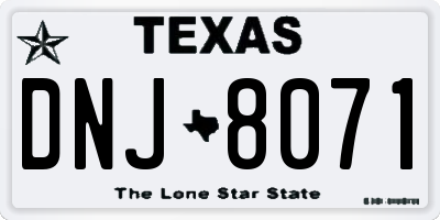 TX license plate DNJ8071