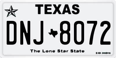 TX license plate DNJ8072