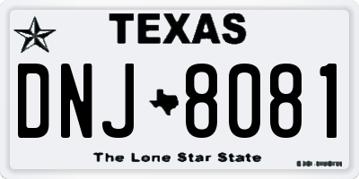 TX license plate DNJ8081