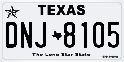 TX license plate DNJ8105