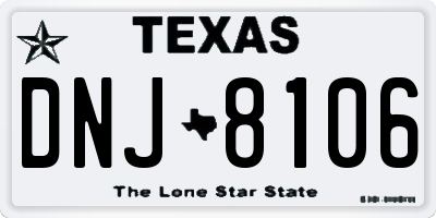 TX license plate DNJ8106