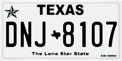 TX license plate DNJ8107