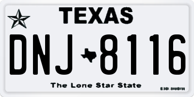 TX license plate DNJ8116