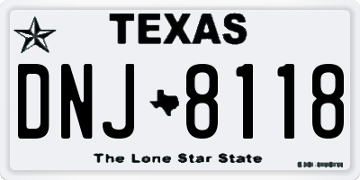 TX license plate DNJ8118
