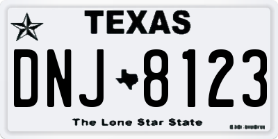 TX license plate DNJ8123