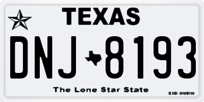 TX license plate DNJ8193