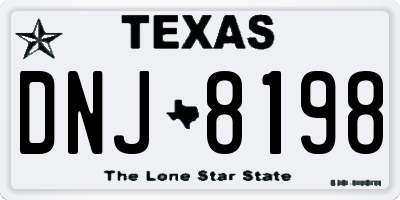 TX license plate DNJ8198