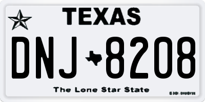 TX license plate DNJ8208