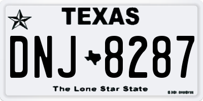 TX license plate DNJ8287