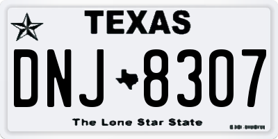 TX license plate DNJ8307