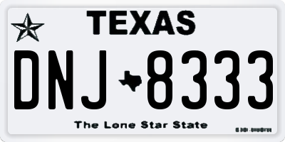 TX license plate DNJ8333