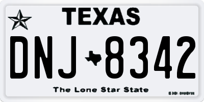 TX license plate DNJ8342