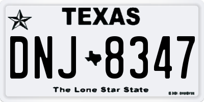 TX license plate DNJ8347