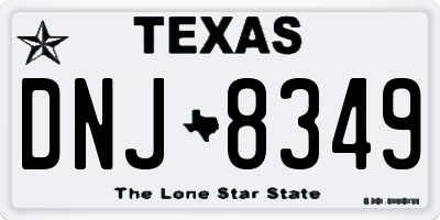 TX license plate DNJ8349